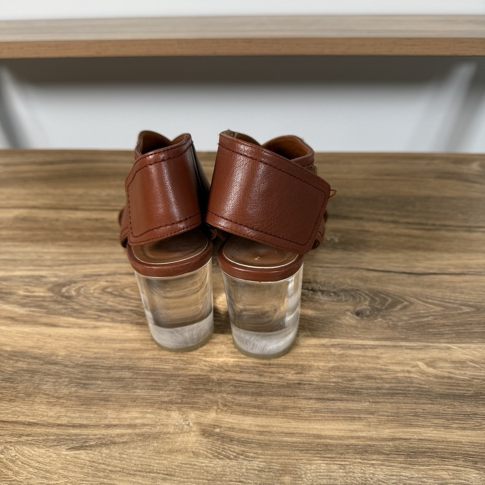 Anthropologie Emma Go Abigail Shooters Women's 36 Block Heel Clear Chestnut - Picture 4 of 7